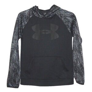 UNDER ARMOUR ColdGear Loose black & gray lightweight hoodie fleece lined YOUTH L